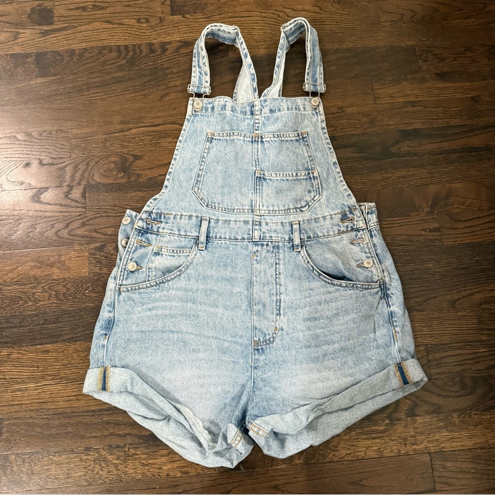 Free People Light Blue Denim Overalls